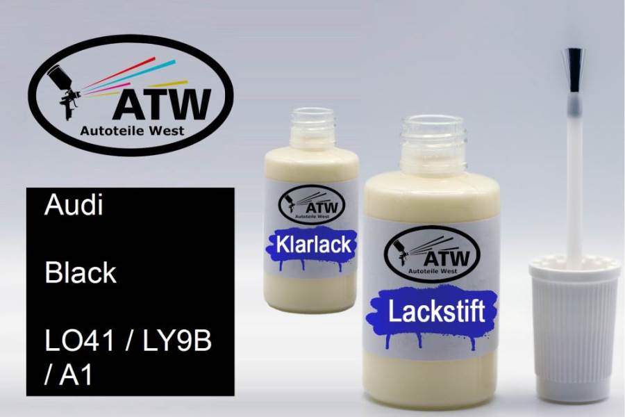Audi, Black, LO41 / LY9B / A1: 20ml Lackstift + 20ml Klarlack - Set, von ATW Autoteile West.